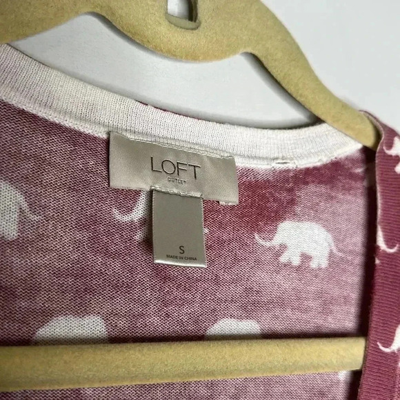 LOFT Outlet Sweater Womens Long Sleeve Button up Elephant Cardigan Red - Picture 6 of 8